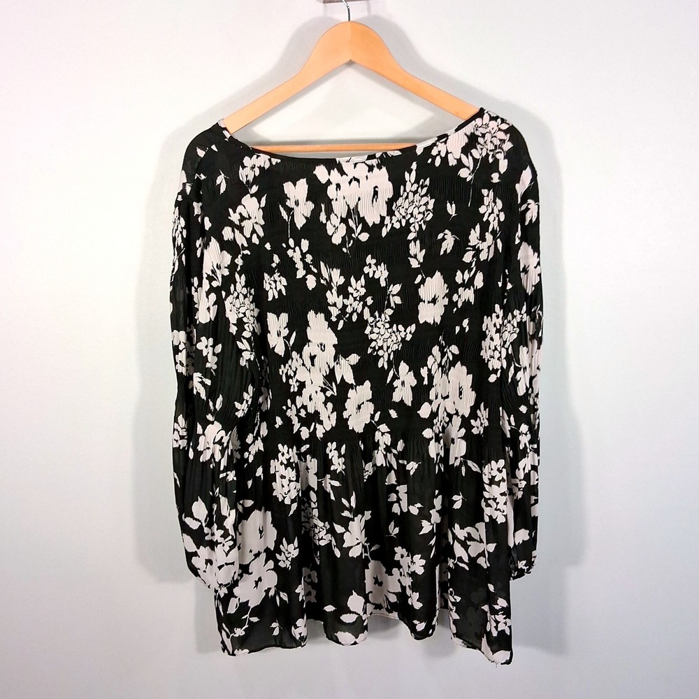Floral & Ivy Floral Print Tunic Top Pleated Balloon Sleeve Blouse 3X Cottagecore - Picture 8 of 8